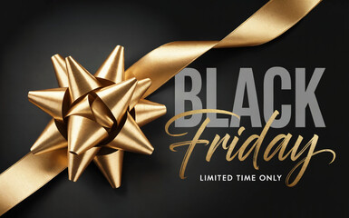A promotional Black Friday advertisement with a luxurious gold and black color scheme. 