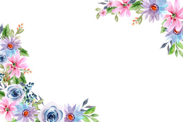 Watercolor flowers background vector for design.