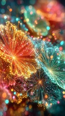 Colorful glowing abstract shapes in vivid patterns.