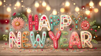 Obraz premium Colorful decor celebrating New Year festivities.