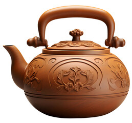 old ceramic teapot, isolated background.