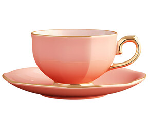 cup of tea and saucer, isolated background.