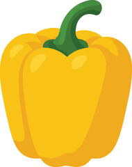 Yellow bell pepper with green stem isolated on white