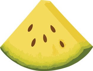 Yellow watermelon slice with brown seeds fruit food