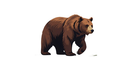 Naklejka premium Illustration of a brown bear walking forward, presented in a simplified, cartoon style design.