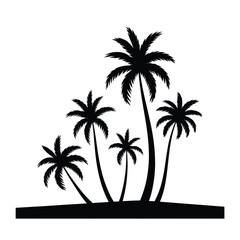 Silhouette illustration of palm trees tropical island vector graphic scalable eps icon for design projects silhouette vector illustration white background