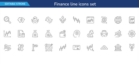 Money, Banking, and Crypto Line Icons Pack