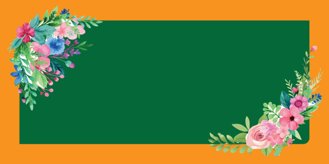 Floral Watercolor Greeting Card Border" or "Watercolor Floral Frame Background