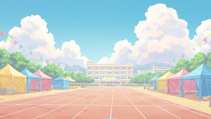 Sports Day Illustration under Warm Sunshine
