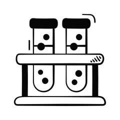 Medical test tubes showing chemical and biological laboratory research, hand drawn vector design