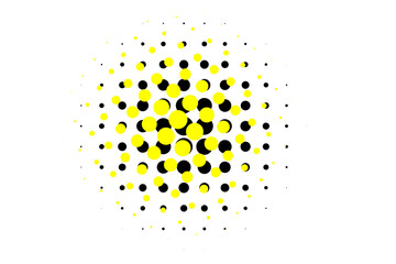 Yellow and black halftone circle pattern