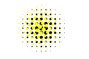 Yellow and black halftone circle pattern