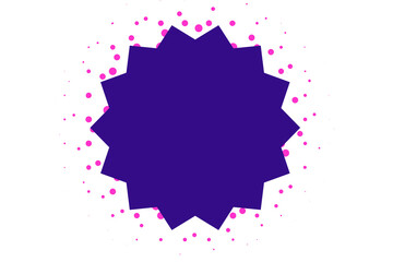 Purple starburst badge with pink splatter effect for sale sticker, promotion label, creative banner, and modern graphic design element