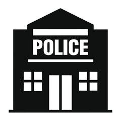 Police station building vector illustration scalable eps icon for law enforcement and justice services silhouette vector illustration white background