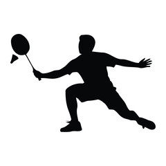 Dynamic badminton player silhouette vector illustration for sports graphics scalable eps icon silhouette vector illustration white background