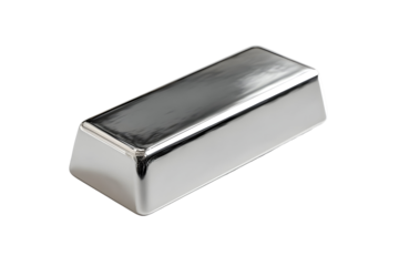 Shiny silver bullion bar with smooth reflective metallic surface for investment