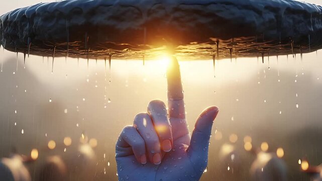 Divine Krishna Lifts Goverdhan Parvat on His Finger