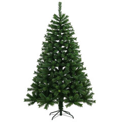 Fototapeta premium Realistic artificial christmas tree with full green branches and sturdy base for holiday decor isolated on transparent background