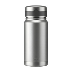 Silver Stainless Steel Water Bottle: Perfect for Hydration on the Go isolated on transparent background