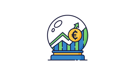 Obraz premium Financial forecast in crystal ball with euro rising predicting market growth in future investments ideal for finance blogs and economic analysis
