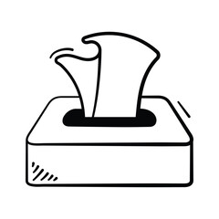 Hand drawn icon of tissue box representing healthcare and hygiene.