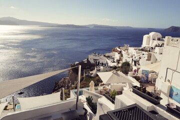 Santorini Island, Greece romantic getaway lodging overlooking the Aegean Sea