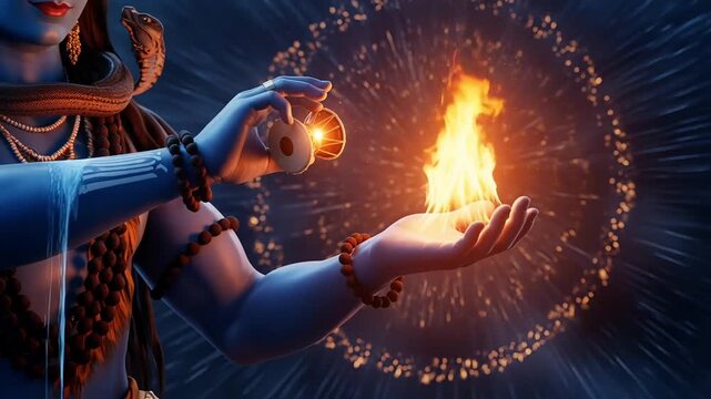 Lord Shiva Plays Damru Instrument in His Rudra Avatar