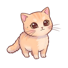 Pixel Art Kitten: A Cute Orange Tabby isolated on transparent background