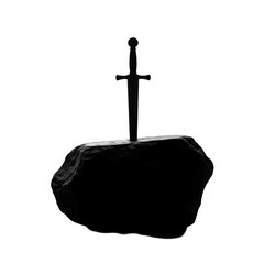 Monochromatic Sword in Stone isolated on transparent background