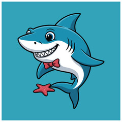 Fototapeta premium Cartoon shark vector illustration