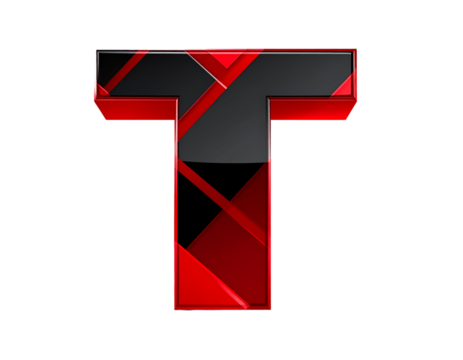  3D TT Dollar Currency Symbol in Metallic Red and Black – Trinidad and Tobago Vector Icon