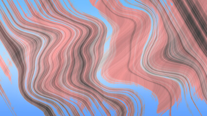 Swirling coral and blue abstract wavy