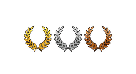 Obraz premium gold silver bronze laurel wreaths symbolic of winning representing success and achievement in sporting event or business for banners