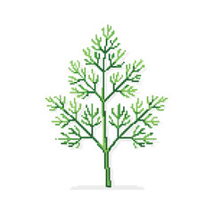 Fototapeta premium Pixel Art Dill Minimalist Herbal Botanical Vector