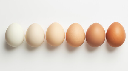 Brown eggs neatly arranged on a white surface, showcasing simplicity and natural food.