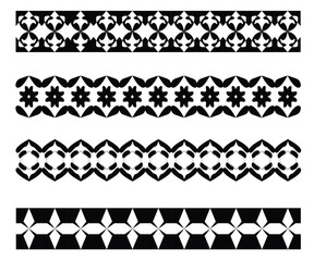 Geometric Decorative Border Seamless Pattern Set.