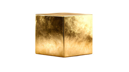 Metallic golden cube with highly polished surface for modern design
