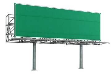 Obraz premium Large green highway road sign with white border for urban transportation