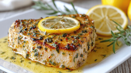 Pan-Seared Fish Steak with Herbs