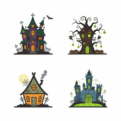 Spooky Halloween Haunted House with Eerie Decorations and Creepy Atmosphere