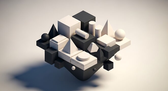 Abstract Geometric Composition - A Study in Black and White.