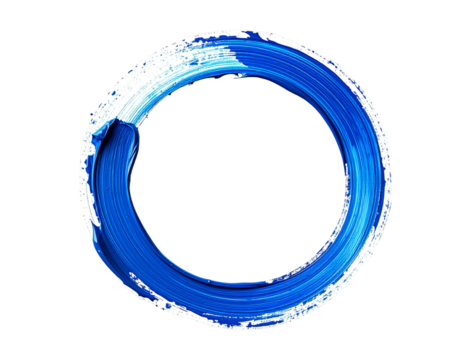 Vivid blue paint stroke forms a textured, imperfect circle against black - Powered by Adobe