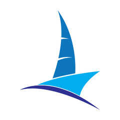 Modern and minimal boat logo icon, beach island vector template