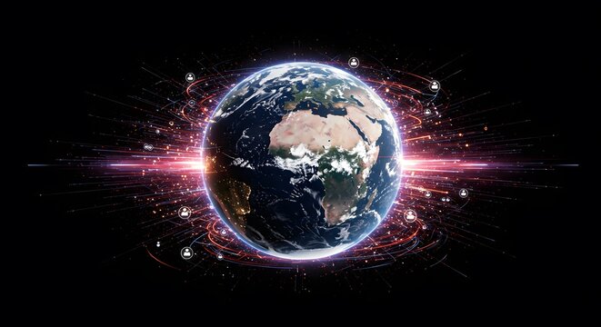 Digital Network Connecting People Worldwide and Global Internet Connectivity Abstract Background