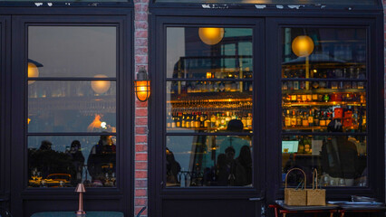 나이트, 도시, 거리, 국민, 성탄, 쇼핑, 라이트, 여행, 조명, 창문