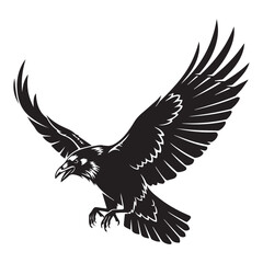 Fototapeta premium Majestic Raven in Flight with Wings Spread Wide.