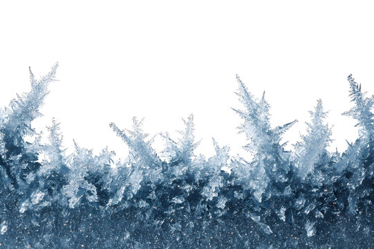 Frozen ice frame with delicate frosty spikes for winter-themed designs