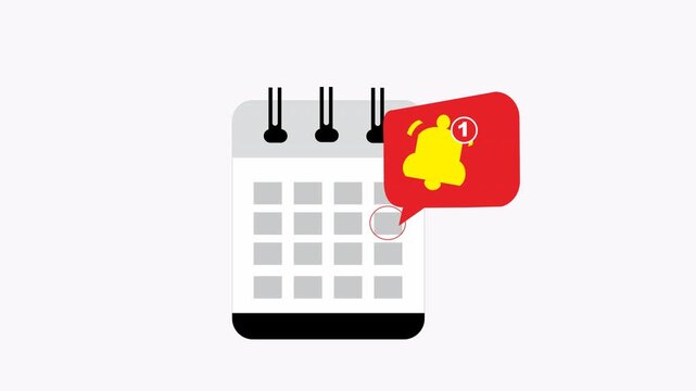 Calendar design with a notification bell symbol, perfect for reminders, scheduling apps, productivity tools, time management resources, and organization materials.