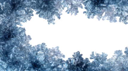 Frosty ice crystal border forming a decorative winter frame