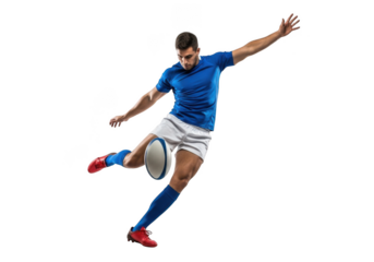 High resolution rugby player kicking ball action shot png, sports athlete isolated vector illustration, transparent background isolated on transparent background